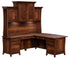 Amish Traditional Solid Wood Corner Desk With Drawers and Hutch Berkley